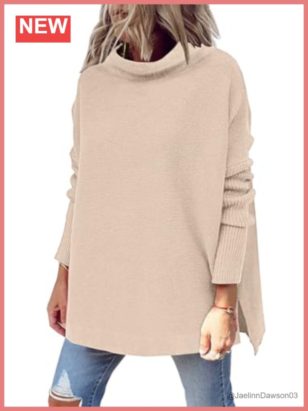 Women's Mock Turtleneck Oversized Long Tunic Sweater Pullover